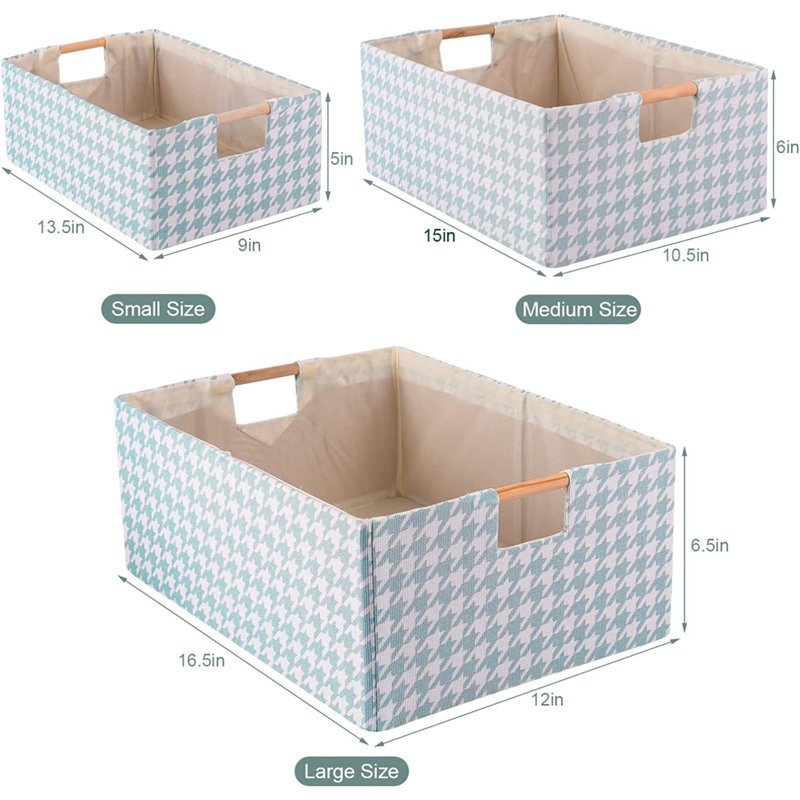 Bac de rangement en tissu George Oliver, Bleu clair