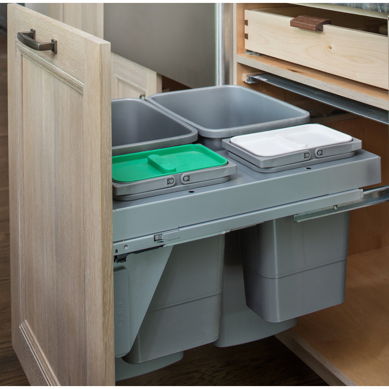 Rev-A-Shelf Steel Top Mount Pull Out Waste/Trash Container, 18.81" H x 22.13" W x 21.65" D