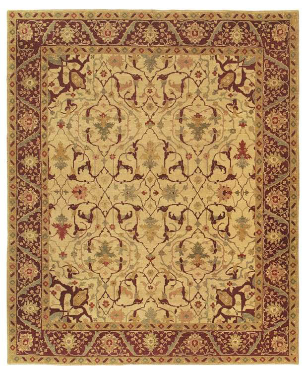 Samarkand Wool Oriental Area Rug in Beige/Red, Rectangle 8' x 10'
