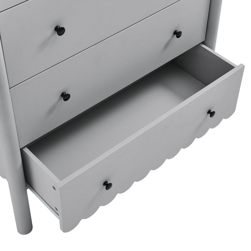 Commode 5 tiroirs Emmeline, Gris clair