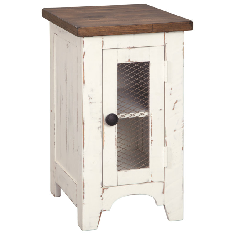 Table de bout avec rangement Hannah-Rosalie, Blanc