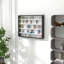 Vitrine à 5 niveaux, vitrine en verre avec 2 portes et tablettes réglables, fixation murale, noir, blanc-1088035740