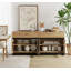Buffet 2 en 1 multifonctionnel avec 4 portes en verre et 2 tiroirs, crédence moderne avec base en métal, armoire de rangement pour bar et salon-899725493