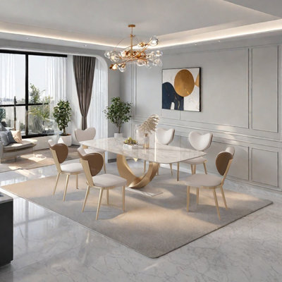 Rectangular sintered stone dining table set