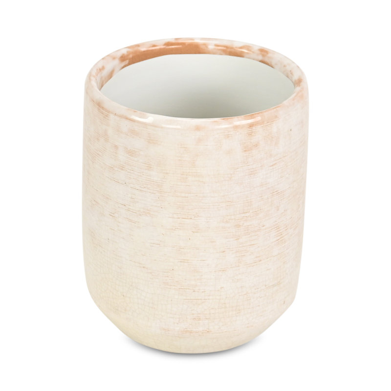 Pot à fleurs en céramique Sia, Blanc, H 4,75 po x l 4 po x P 4 po