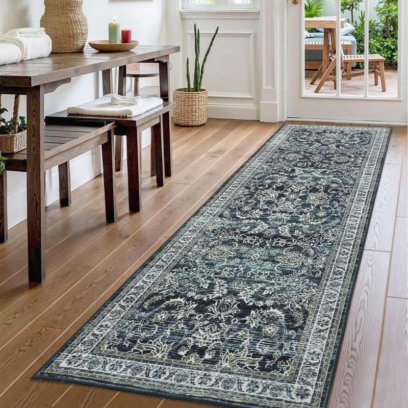 Machine Washable Rug Oriental Style Area Rug Vintage Design Rug Durable Floor Carpet Easy-Cleaning Rug, Runner 2' x 6'