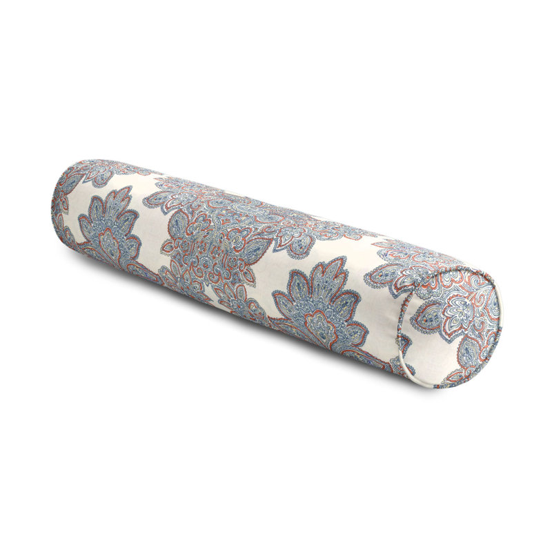 Baroque Linen Bolster Pillow Cover & Insert, 8" x 24", Grapefruit