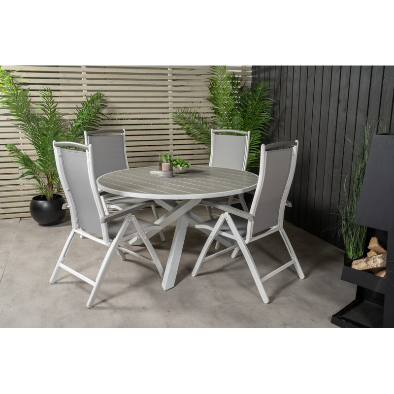 Akia 4 - Person Patio Dining Set Round Table, Grey