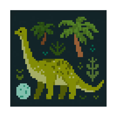 «Pixel Dinos IV» sur toile
