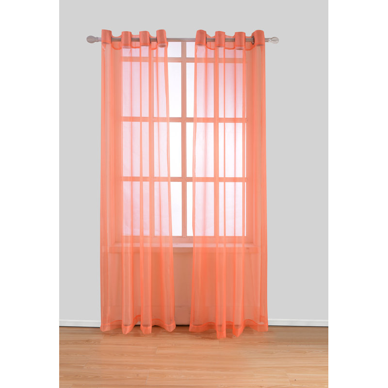 Paire de rideaux transparents avec œillets Johson, Orange