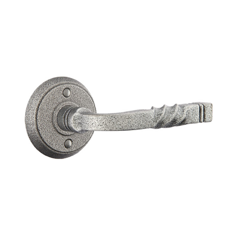 Ensemble de levier de passage Emtek avec rosette en acier forgé n ° 2 et levier San Carlos, Droite, Acier inoxydable satiné