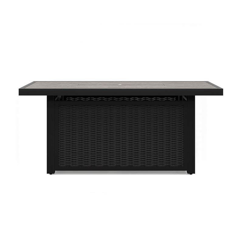 Table de foyer d'extérieur en résine tressée avec couvercle H 25,13 po x l 57,88 po Tira