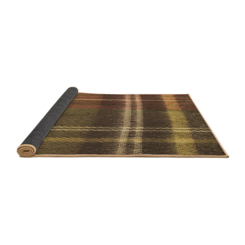 Tapis brun en laine à carreaux, Carré 5 pi