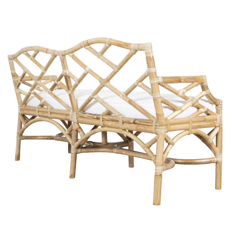 Chippendale Upholstered Bench, Natural