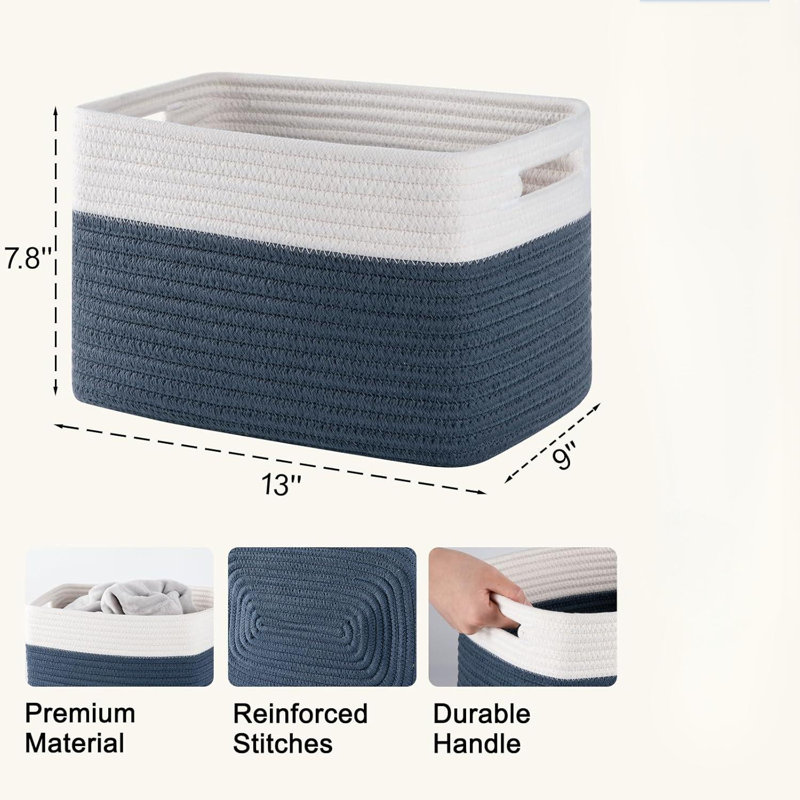Paquet de 4 paniers de rangement pour l'organisation, paniers tissés pour tablettes, parfaits pour les jouets, les livres, les serviettes et les vêtements, bacs de rangement pour jouets durables