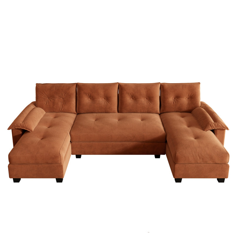 Canapé-lit en forme de U de 104,7 po avec lit escamotable, canapé-lit convertible 2 en 1 avec accoudoirs amovibles et ports USB, canapé modulaire surdimensionné avec méridienne pour le salon / appartement