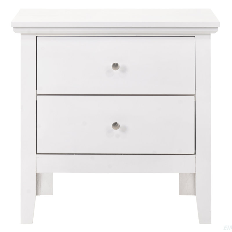 Table de chevet transitionnelle blanche élégante