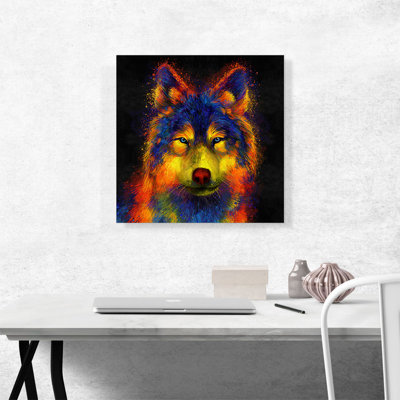 Loup gris, animal canin - impression sur toile tendue