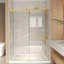 Porte de douche coulissante sans cadre de 56 à 60 po x 76 po, verre trempé transparent de 5/16 po (8 mm), cadre en acier inoxydable, or brossé