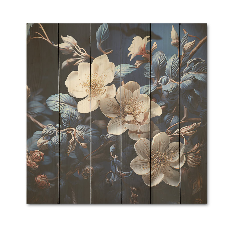 Hortensia beige et bleu, jardin surélevé sur bois de pin naturel, H 36 po x l 36 po