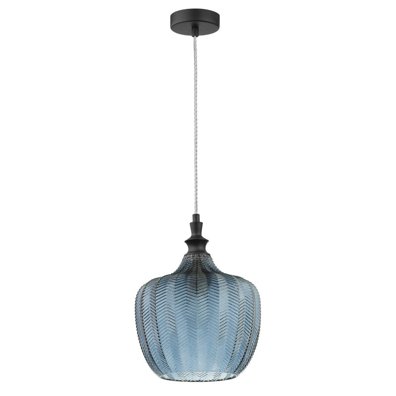 1 - Light Single Pendant, Dark Blue, Black