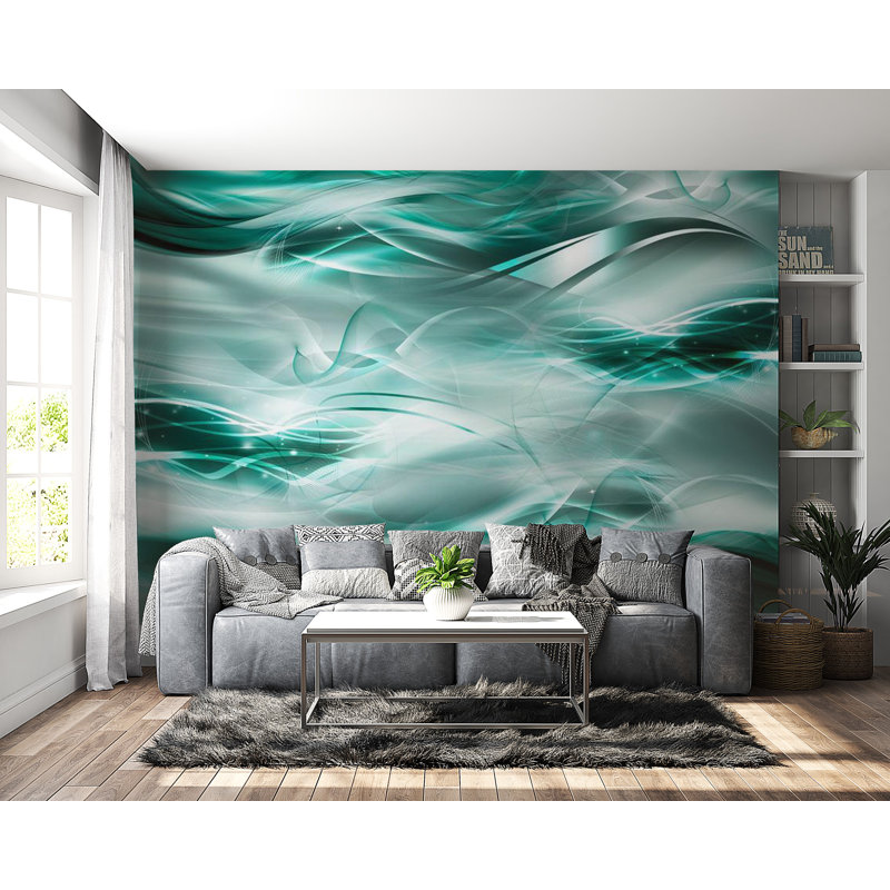 Murale Peel & Stick Glam - Océan turquoise, L 27 po x l 38 po