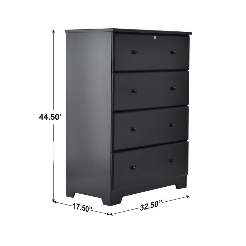 Commode 4 tiroirs Diarte, Noir