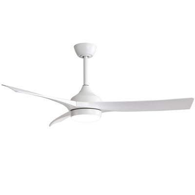 52 Inch Modern Ceiling Fan with 18W LED Light and Remote Control 3 ABS Blades Noiseless Reversible DC Motor