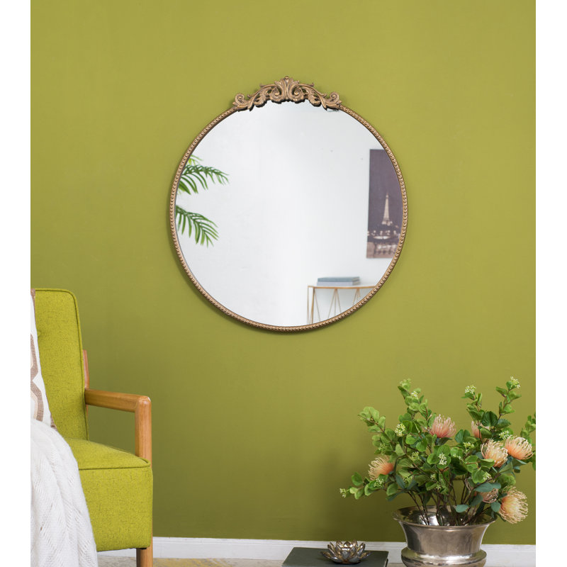 Miroir rond, miroir mural avec cadre en métal pour salle de bain