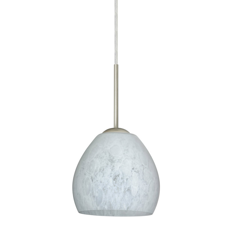 Luminaire suspendu en forme de cloche à 1 lumière Eynesil, Nickel satiné, Carrera, DEL
