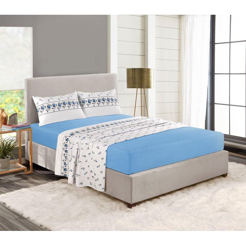 Akikaze Flannel Sheet Set, Double (4'6), Blue