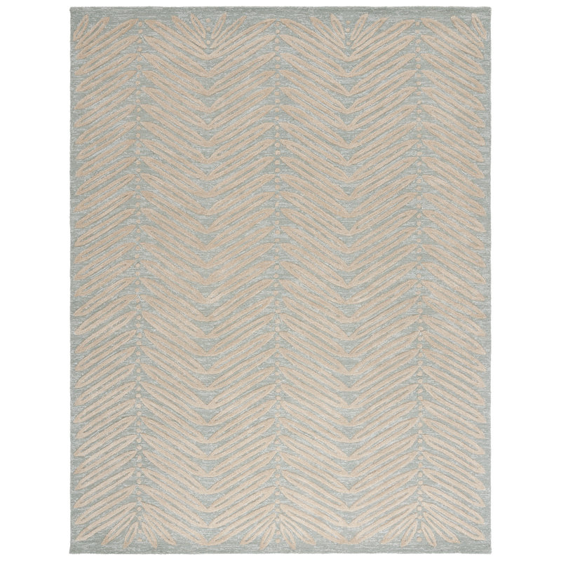 Geraro Martha Stewart Hand Tufted Wool/Viscose Geometric Rug in Milk Pail Green, Rectangle 9' x 12'