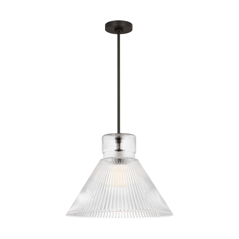 Liouet 1 Light Kitchen Pendant With Clear Ribbed Shade, Midnight Black, 56.75" H x 18" W x 18" D