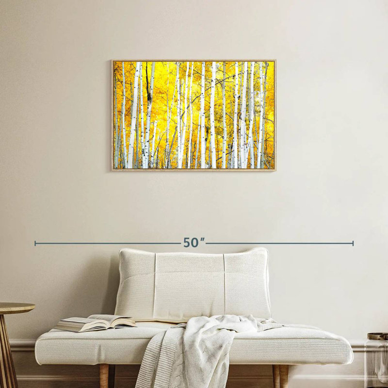 Bouleaux dorés, Cadre flottant en bois naturel, 31 po x 21 po