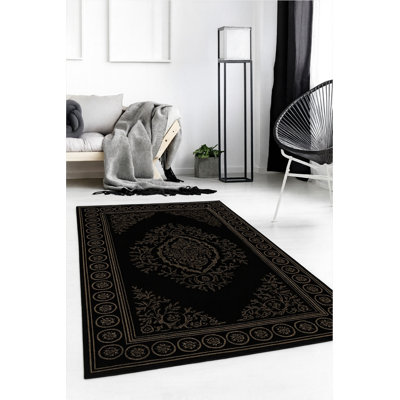 Tapis tissé noir Mosso