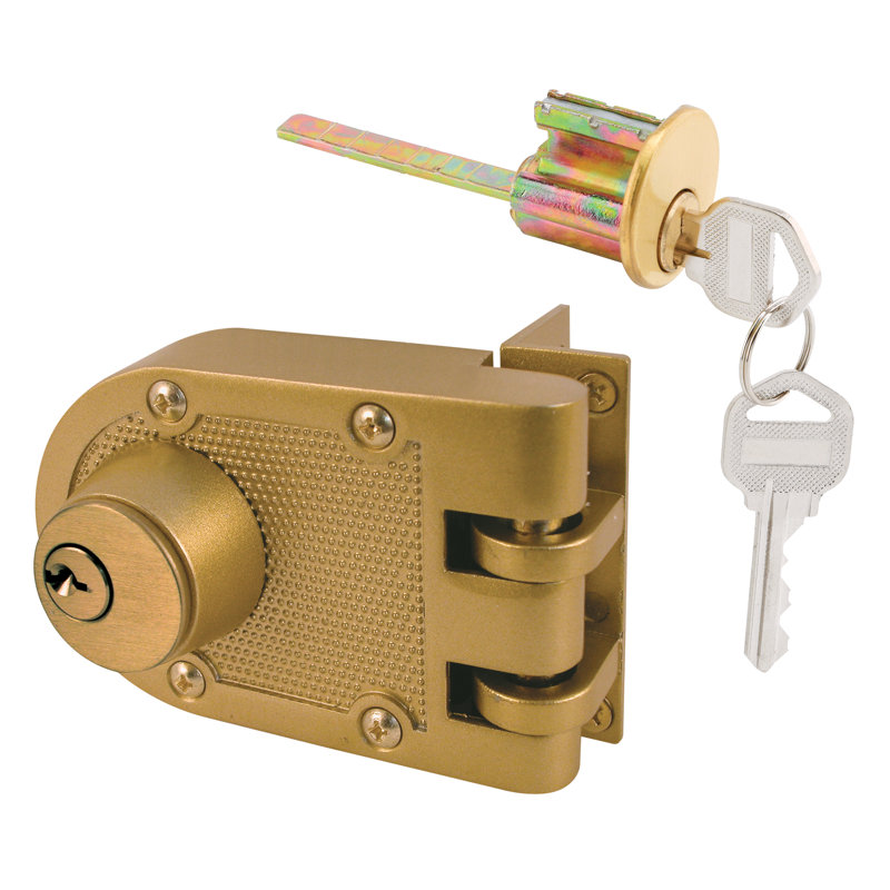 Jimmy-Resistant Deadlock, Diecast, Brass Color, Angle Strike, Double Cylinder Jimmy-Resistant Deadlock, Diecast, Brass Color, Angle Strike, Double Cylinder