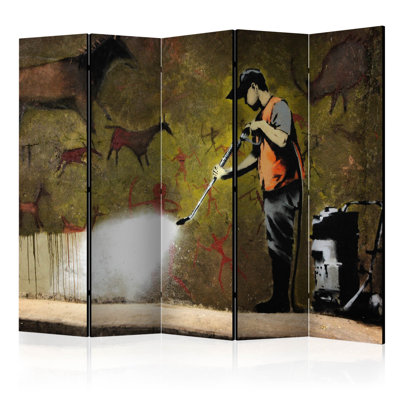 225 cm W x 172 cm H 5 - Panel Solid Wood Folding Room Divider