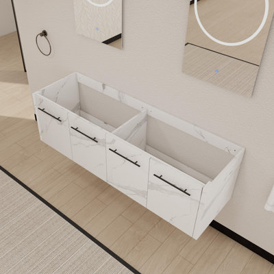 60" Modern Wall-Mounted Bathroom Vanity Base Only (No Sink)