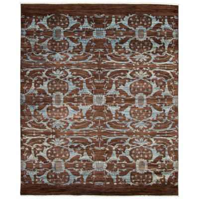 One-of-a-Kind Rectangle 8'2" X 9'9" New Age Wool Area Rug in Blue/Dark Brown