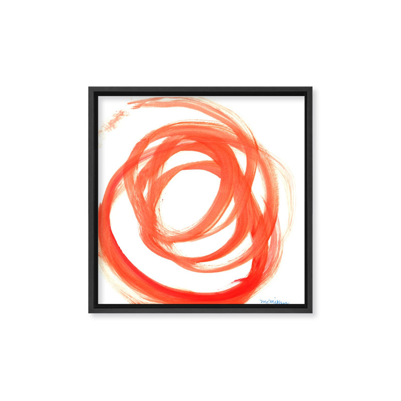 «Orange Swirl II» par Dana McMillan - reproduction imprimée, H 20 po x l 20 po, Impression encadrée sans passe-partout, Noir