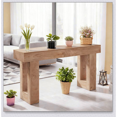 Console en bois, table d'appoint, table de salon rectangulaire derrière le canapé