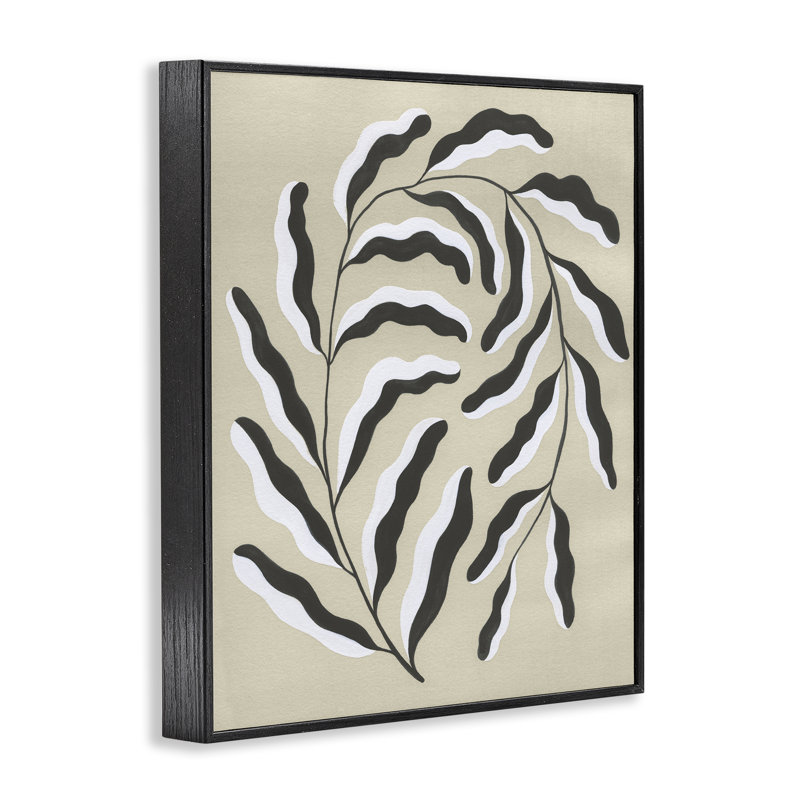 Giclée botanique courbée et florale, design par Grace Popp, H 30 po x l 24 po, Giclée encadrée noir minuit