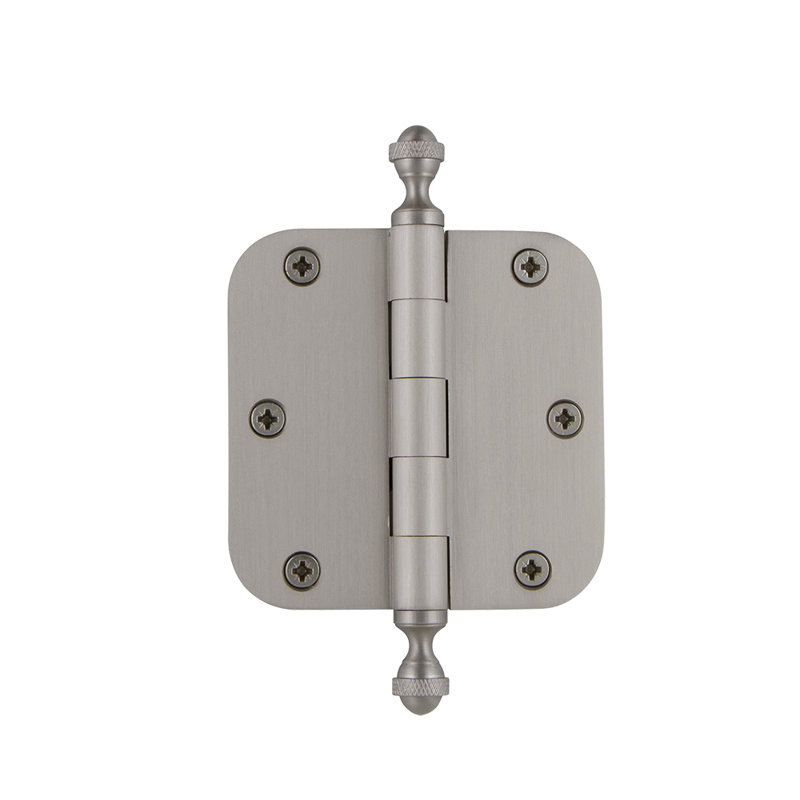 3.5'' x 3.5'' Brass Butt Bearing Hinge, Satin Nickel