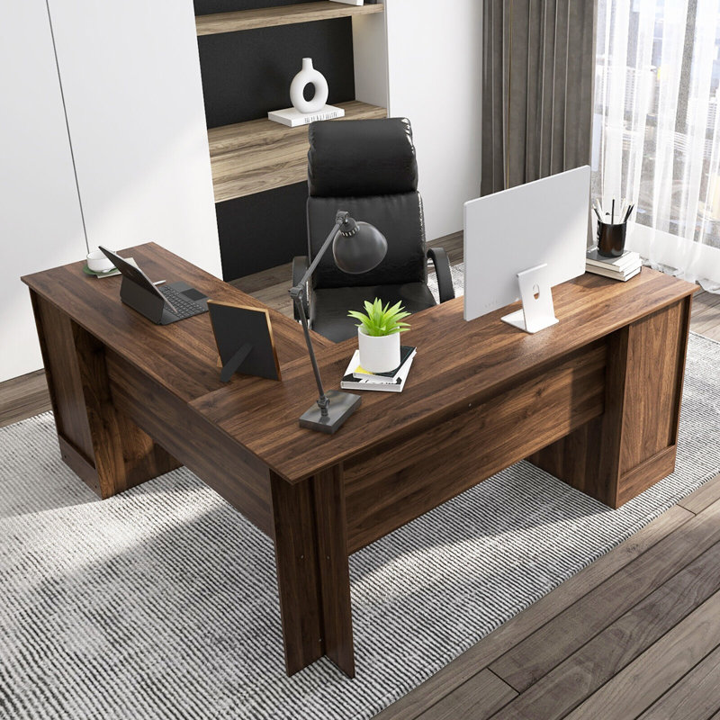 Aviyon L-Shaped Computer Desk, Walnut