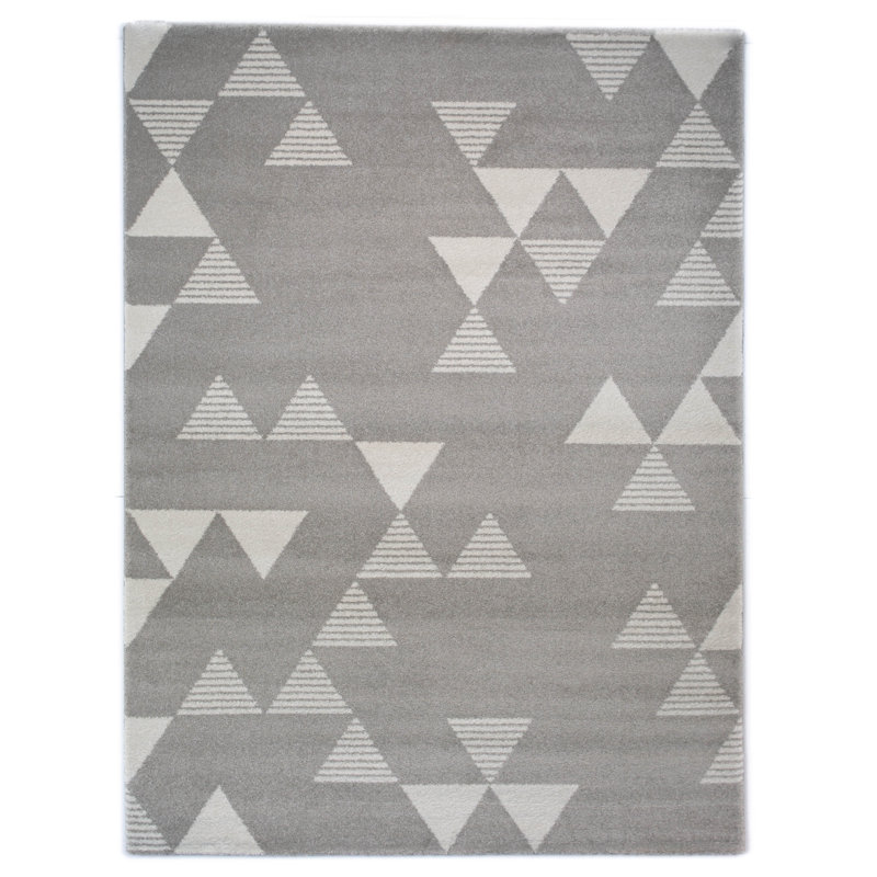 Tapis gris à motif géométrique Elle, Rectangle 5 pi 3 po x 7 pi