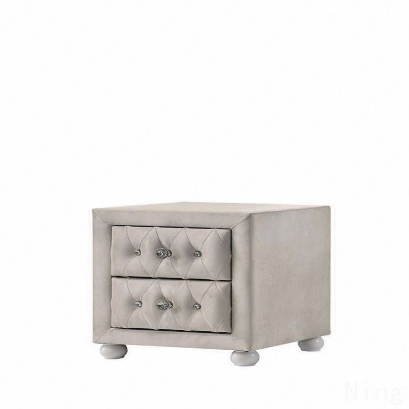 Table de chevet beige en tissu