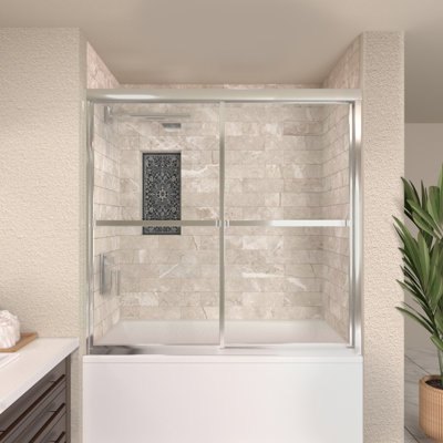 59" W x 56" H Double Sliding Semi-Frameless Tub Door