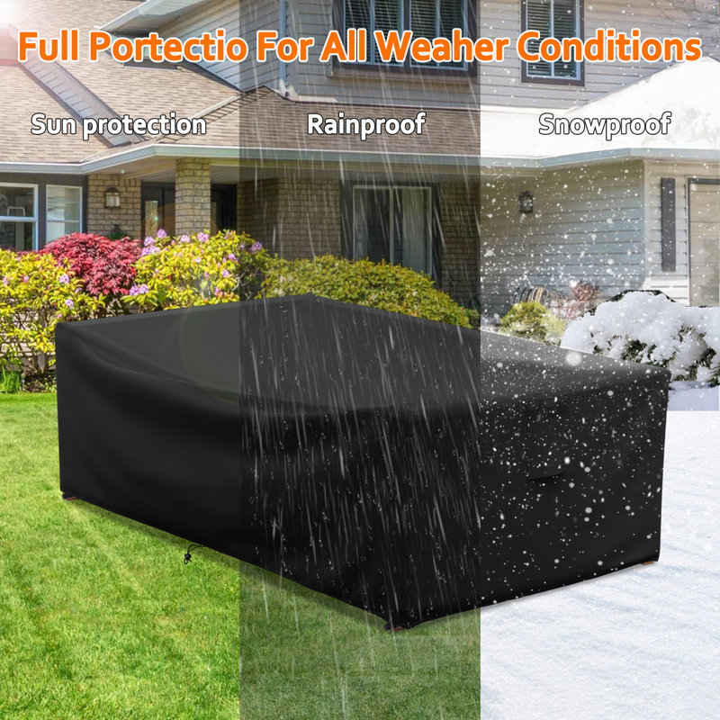 Breathable Patio Table Set Cover Waterproof Rectangular Outdoor Table Cover, 27.5" H x 62" W x 42" D