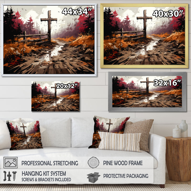 «Christian Serenity», art mural mural, Cadre d'angle fermé noir, H 12 po x l 20 po x P 1 po