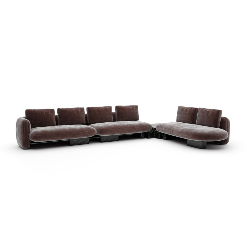*Overlap L Bumper Sectional Dk Taupe, Brown Polyester Blend